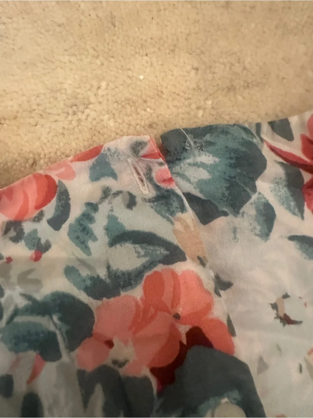Janie and Jack Coral and Teal Floral Puff-Sleeve Dress